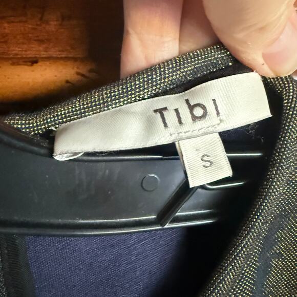 Tibi Lurex Shirred Metallic Sparkly Cropped Top Holidays Party - Gold Small - Picture 5 of 9